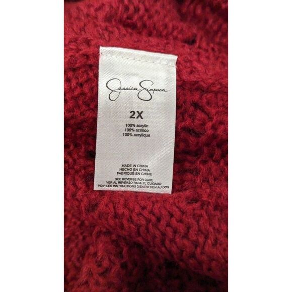 Jessica Simpson Womens Size 2X Red Long Sleeve Crew Neck Pullover Sweater Soft - Picture 7 of 8
